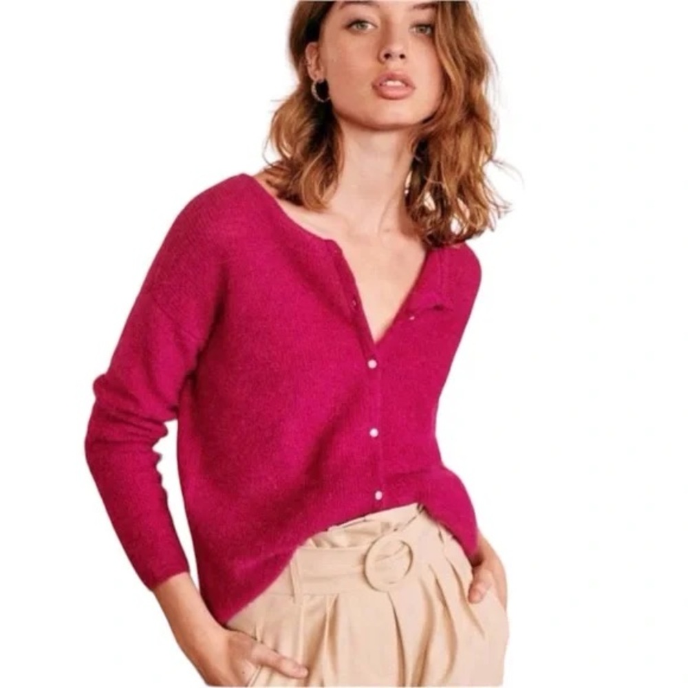 NWOT Sezane Gaspard Cardigan Fuchsia- XL